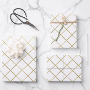 Feuille De Papier Cadeau Mariage abstrait géométrique or classique