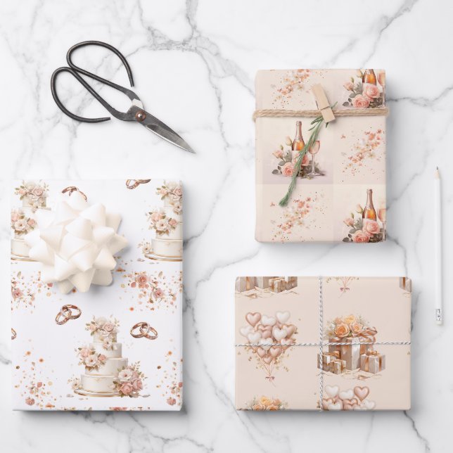 Feuille De Papier Cadeau Mariage Champagne (Recto)
