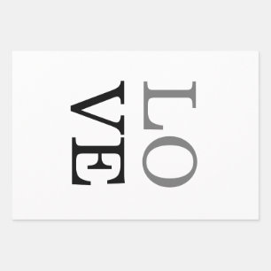 Feuille De Papier Cadeau Mariage d'amour de script noir gris