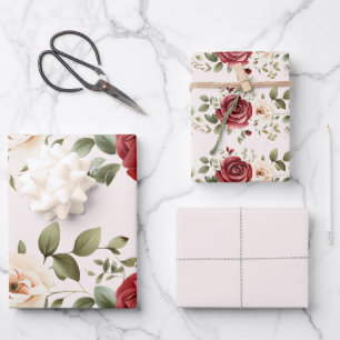 Feuille De Papier Cadeau Mariage de roses roses rouge romantique