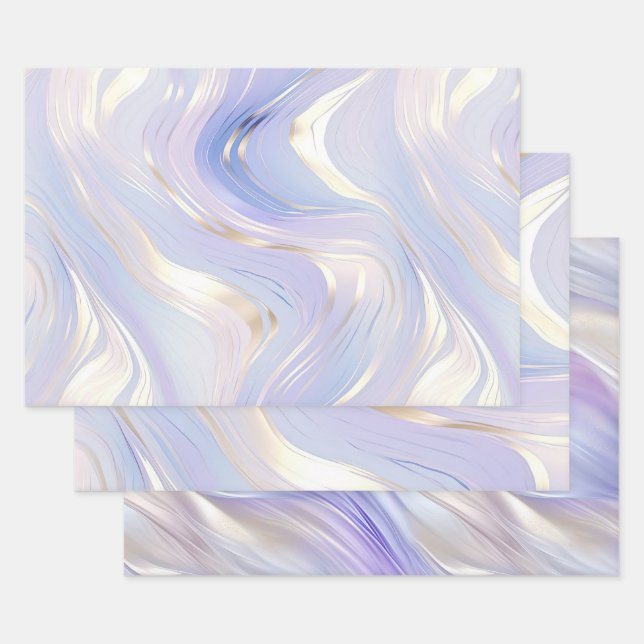 Feuille De Papier Cadeau Mariage de verre doré Lavender (Lot)