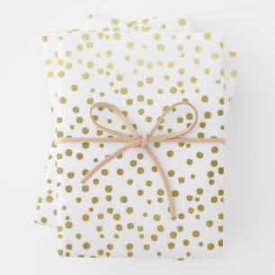 Feuille De Papier Cadeau Mariage élégant motif confettis or