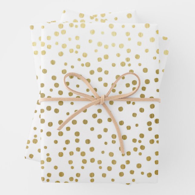 Feuille De Papier Cadeau Mariage élégant motif confettis or (En situation)