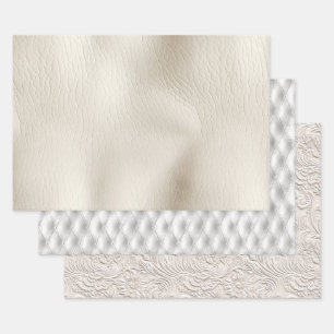 Feuille De Papier Cadeau Mariage en fausse peau de couleur crème blanc  