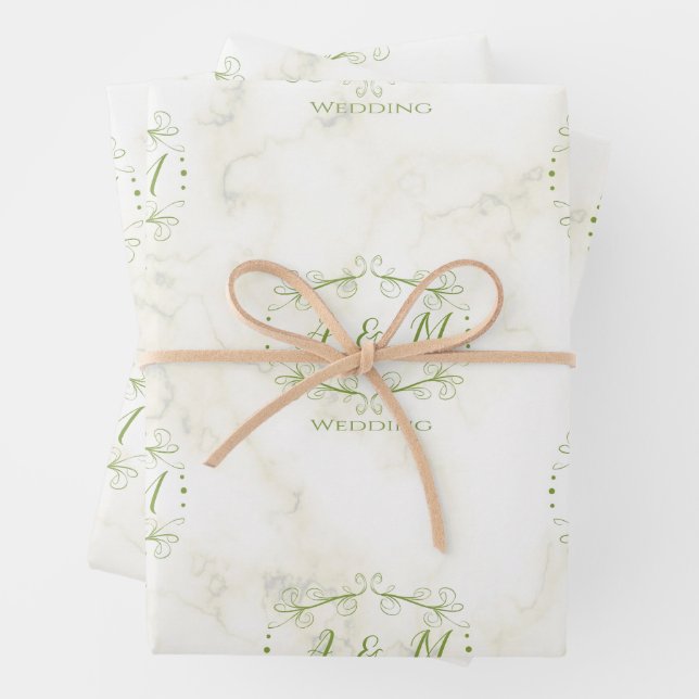 Feuille De Papier Cadeau Mariage Green Chic (En situation)