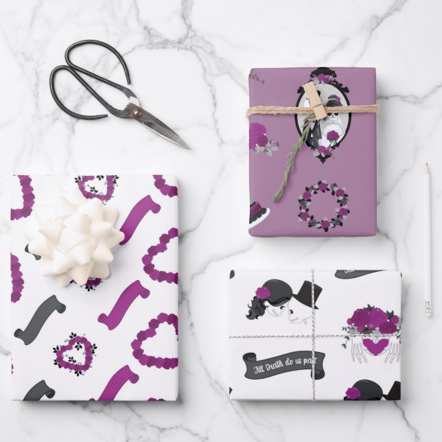 Feuille De Papier Cadeau Mariage Halloween (Recto)