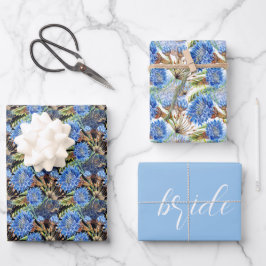 Feuille De Papier Cadeau Mariage nuptial bleu Cornflower
