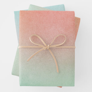 Feuille De Papier Cadeau Mariage Orange Pêche Menthe