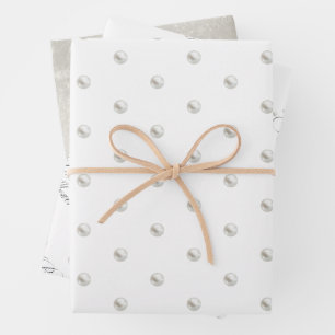 Feuille De Papier Cadeau Mariage Perles Blanches