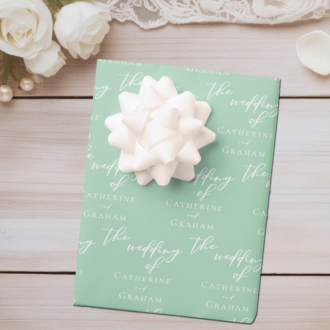 Feuille De Papier Cadeau Mariage personnalisé Chic Mint Green (Créateur téléchargé)