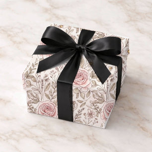 Feuille De Papier Cadeau Mariage personnalisé Rose rose