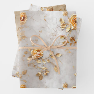 Feuille De Papier Cadeau Mariage Rose Pearl Gold