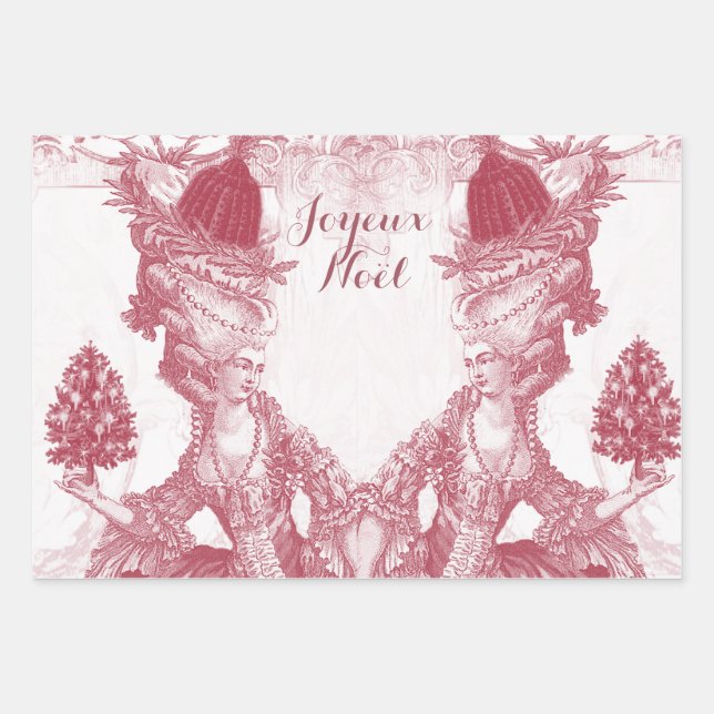 Feuille De Papier Cadeau Marie Antoinette Joyeux Noel (Devant)
