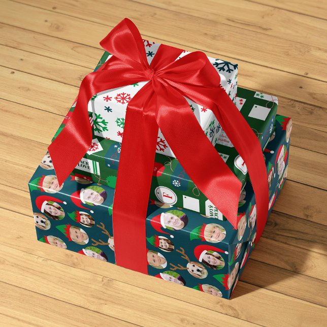 Feuille De Papier Cadeau Marine Blue Christmas Crew Six Photo Custom (Créateur téléchargé)