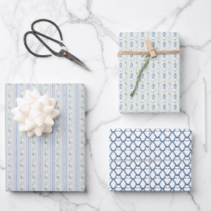 Feuille De Papier Cadeau Marine Chinoiserie Preppy