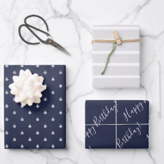 Feuille De Papier Cadeau Marine nautique et enveloppement d'anniversaire gr