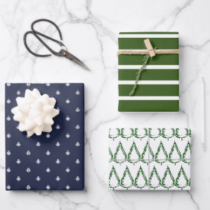 Feuille De Papier Cadeau Marine nautique et Green