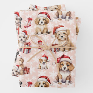 Feuille De Papier Cadeau Marionnettes et bas de Noël mignons