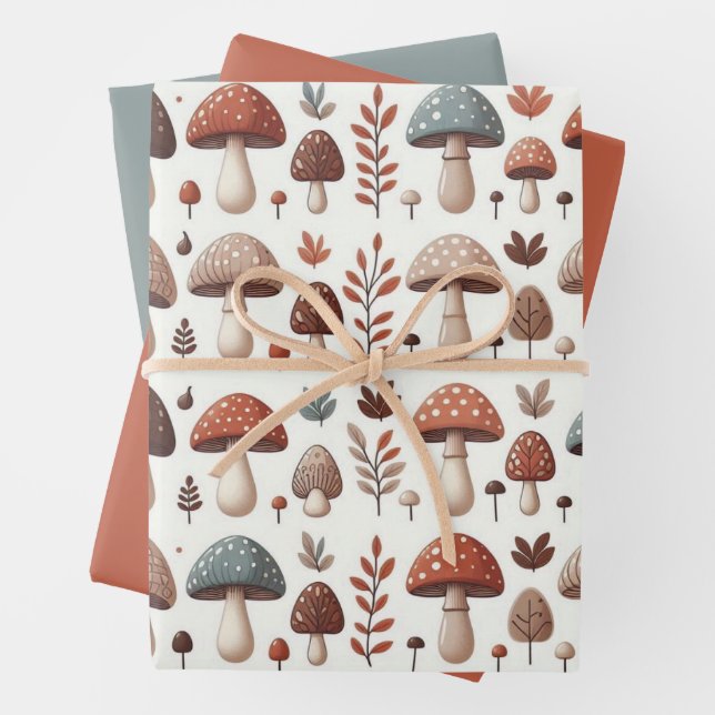 Feuille De Papier Cadeau Marquage des champignons (En situation)