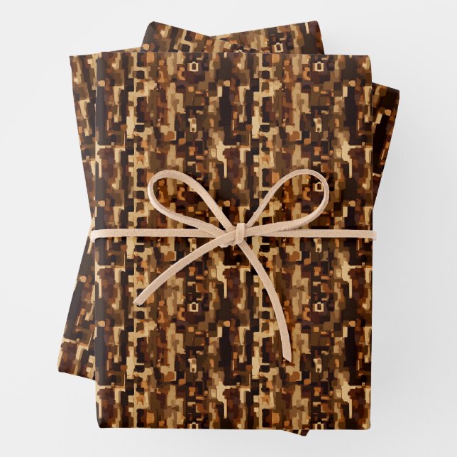 Feuille De Papier Cadeau Marron & Noir Abstrait (En situation)