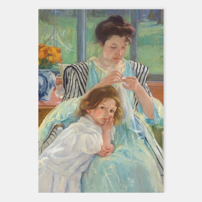 Feuille De Papier Cadeau Mary Cassatt - Jeune mère coudre (Créateur téléchargé)