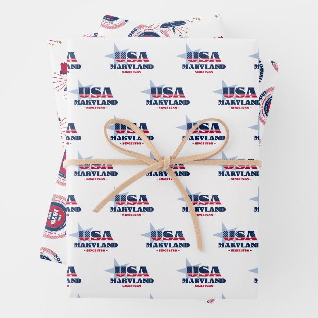Feuille De Papier Cadeau Maryland, 50 États, Liberty Bell (En situation)