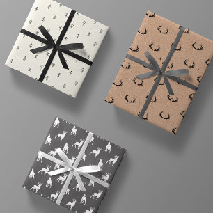 Feuille De Papier Cadeau Masculine minimaliste Kraft noir blanc gris Noël