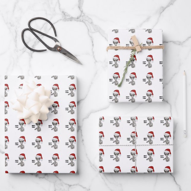 Feuille De Papier Cadeau Mauvais Alien, Lourds Noël ! (Recto)