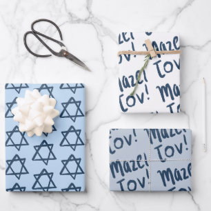Feuille De Papier Cadeau MAZEL TOV Bar Bat mitzvah bracelet juif bleu