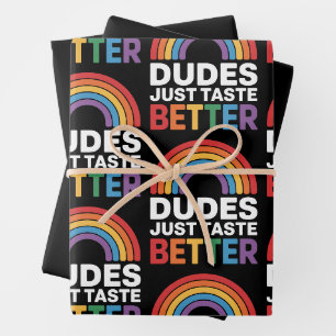 Feuille De Papier Cadeau Mecs Ont Juste Meilleur Goût Drôle Gay Arc-en-ciel