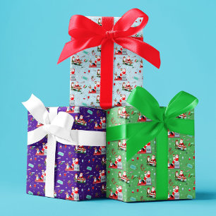 Feuille De Papier Cadeau Médicale docteur Noël avec Père Noël coloré