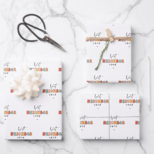 Feuille De Papier Cadeau Meilleur Voisin jamais mignon