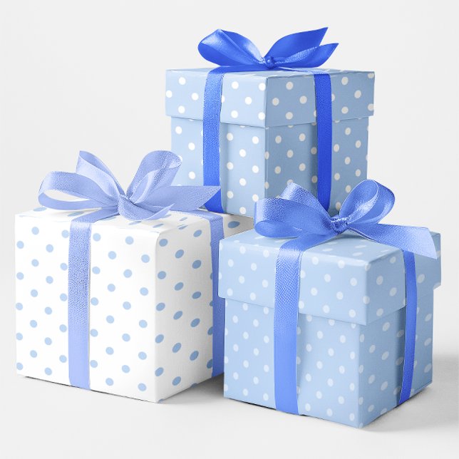 Feuille De Papier Cadeau Mélange de points blanc et bleu pastel Polka (Baby Blue Polka Dot Gift Wrap)