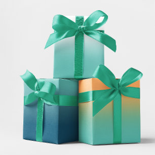 Feuille De Papier Cadeau Mélange d'ombre blanc bleu orange et Turquoise cla