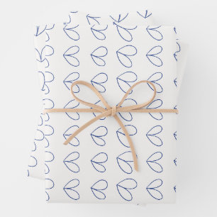 Feuille De Papier Cadeau Mélange floral contour en bleu