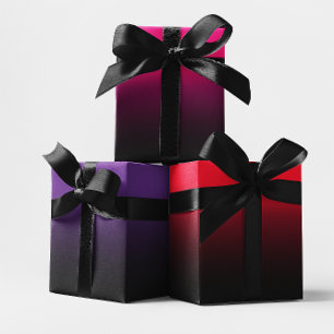 Feuille De Papier Cadeau Mélange rouge rouge rose chaud violet et noir ombr