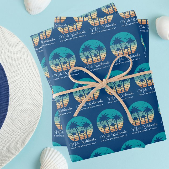 Feuille De Papier Cadeau Mele Kalikimaka Tropical Custom Beach Christmas (Créateur téléchargé)