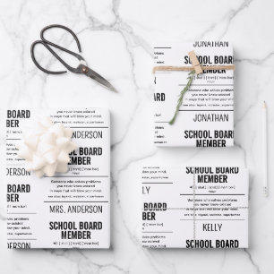Feuille De Papier Cadeau Membre du conseil scolaire personnalisé Amusant