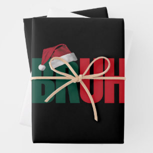 Feuille De Papier Cadeau Mème de Bruh Citation Drôle Fraternité Noël