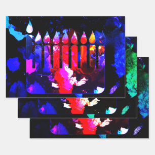 Feuille De Papier Cadeau Menorah miraculeuse