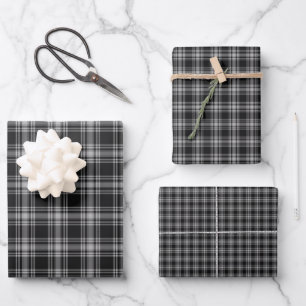 Feuille De Papier Cadeau Menzies Black Scottish Tartan Plaid Motif
