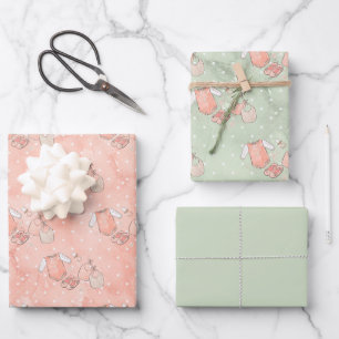 Feuille De Papier Cadeau Mère attenante fille bébé rose