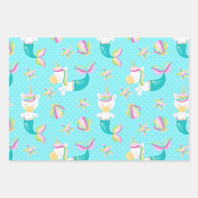 Feuille De Papier Cadeau Mermaid Unicorn Kid's (Devant)
