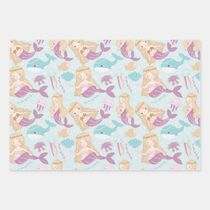 Feuille De Papier Cadeau Mermaids Sea Baby shower Girls Anniversaire