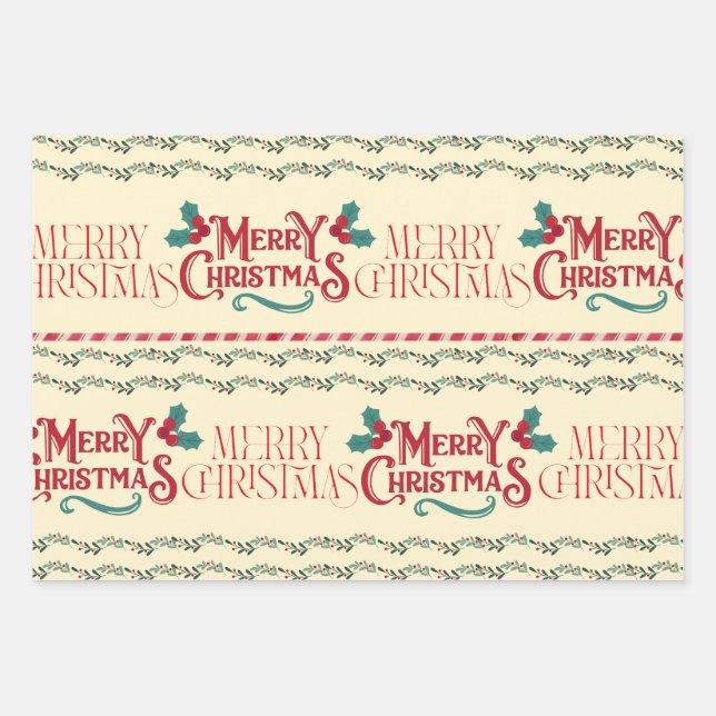 Feuille De Papier Cadeau Merry Christmas  (Devant)