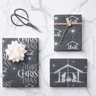 Feuille De Papier Cadeau Merry CHRISTmas Christian Chalkboard Calligraphie