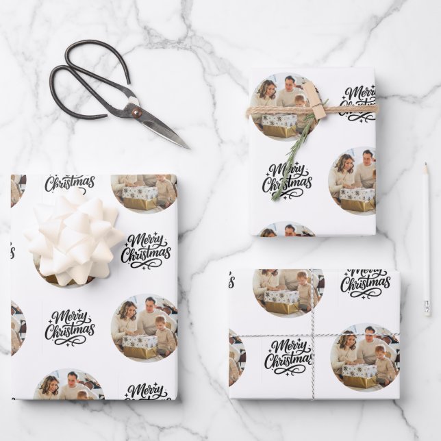 Feuille De Papier Cadeau Merry Christmas Photo Collage Personalized  (Recto)