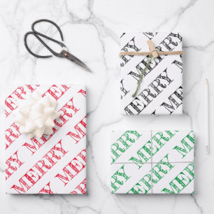 Feuille De Papier Cadeau MERRY Modern Text Christmas Holiday Fun