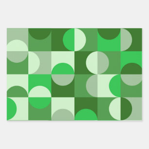 Feuille De Papier Cadeau Mi-siècle moderne demi-cercles Vert gris
