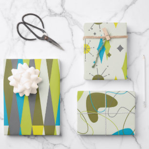 Feuille De Papier Cadeau Mi-siècle rétro Mod